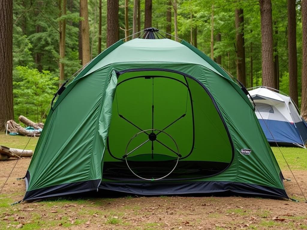 Coleman Fast Pitch Swagger 3 Pop-Up Tent set up in a campsite