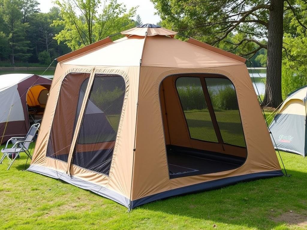 Gazelle T4 Hub Pop-Up Tent set up at a campsite
