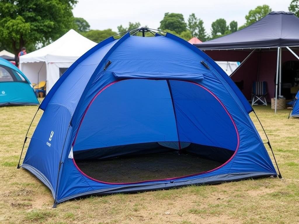 Regatta Malawi 2 Man Pop Up Festival Tent set up in a festival campsite