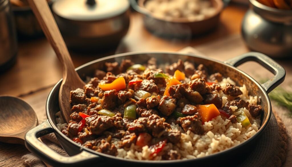 beef rice skillet