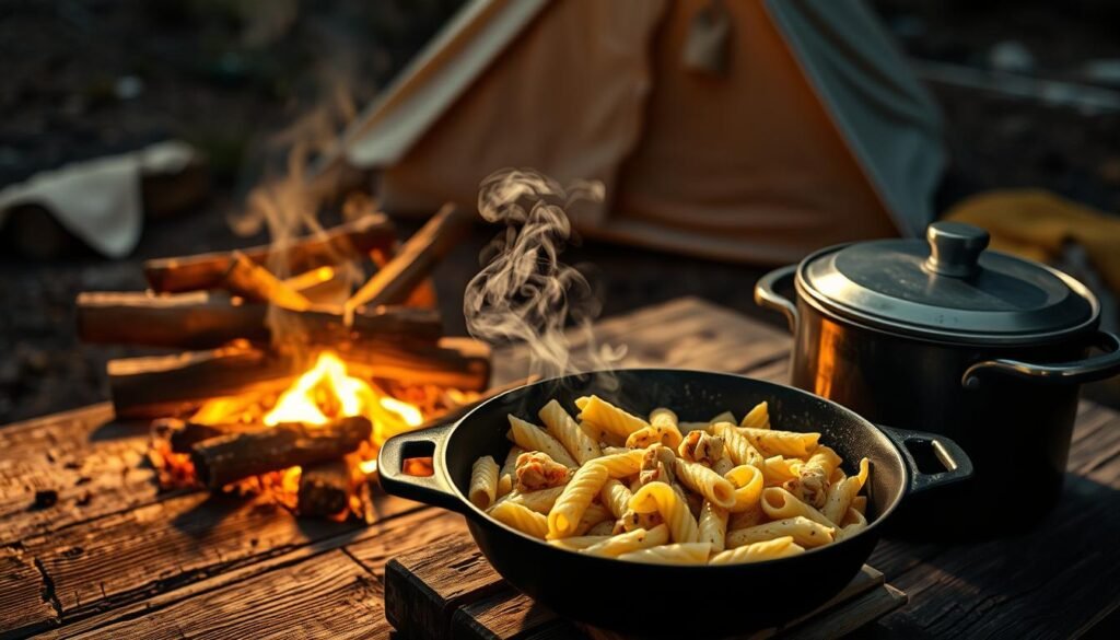 camp skillet setup