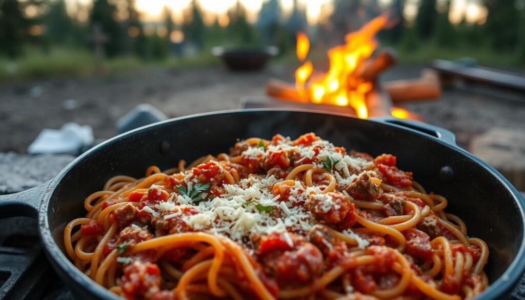 one pot camping spaghetti