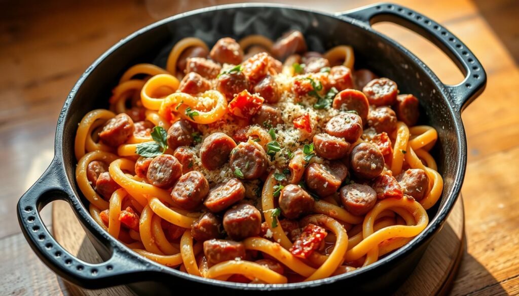 trail skillet sausage pasta